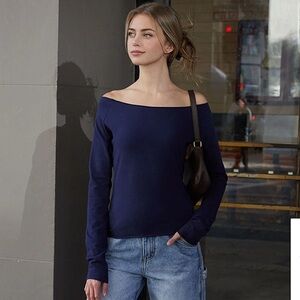 Brandy Melville Navy Off-Shoulder Top